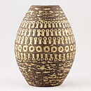 Mari Simmulson (Mexico 1960s) Brown Oval Vase with Relief Decor 16 cm