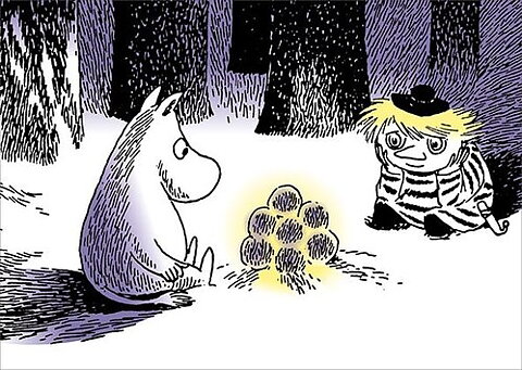 Moomin 2-split card- Snow lantern