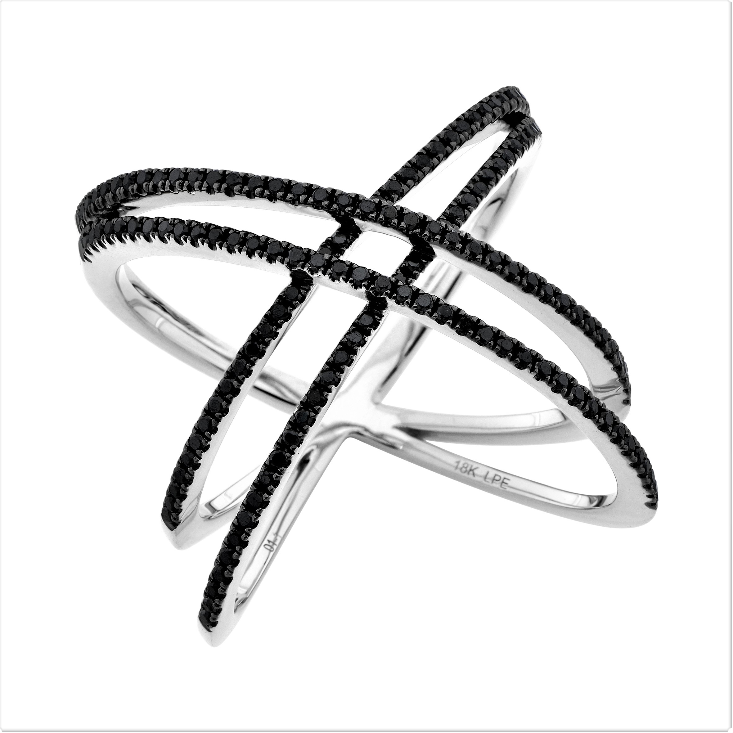 Diamantring  double cross black
