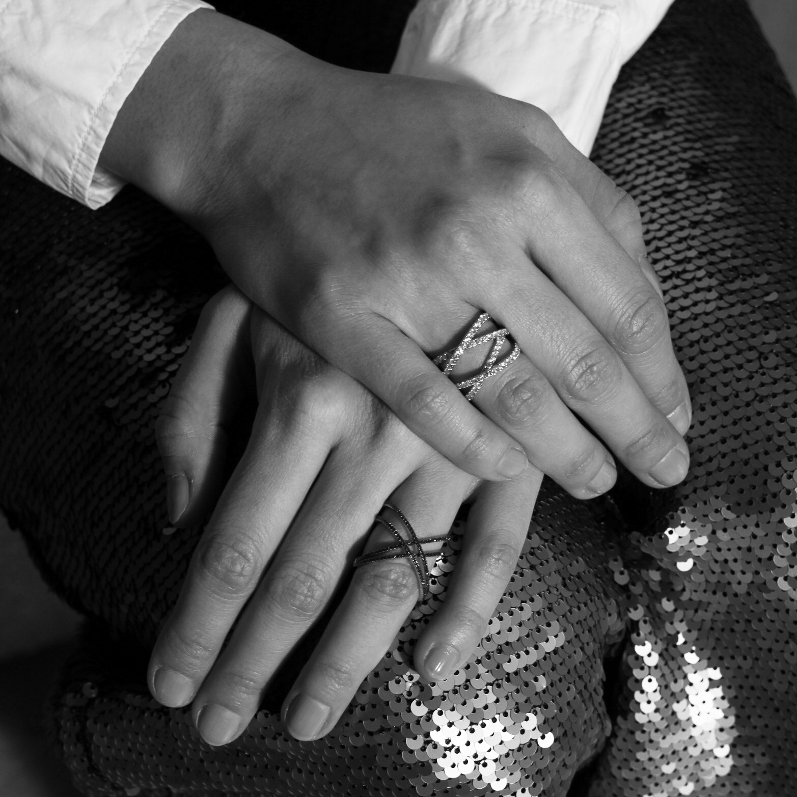 Diamantring double cross black - 3