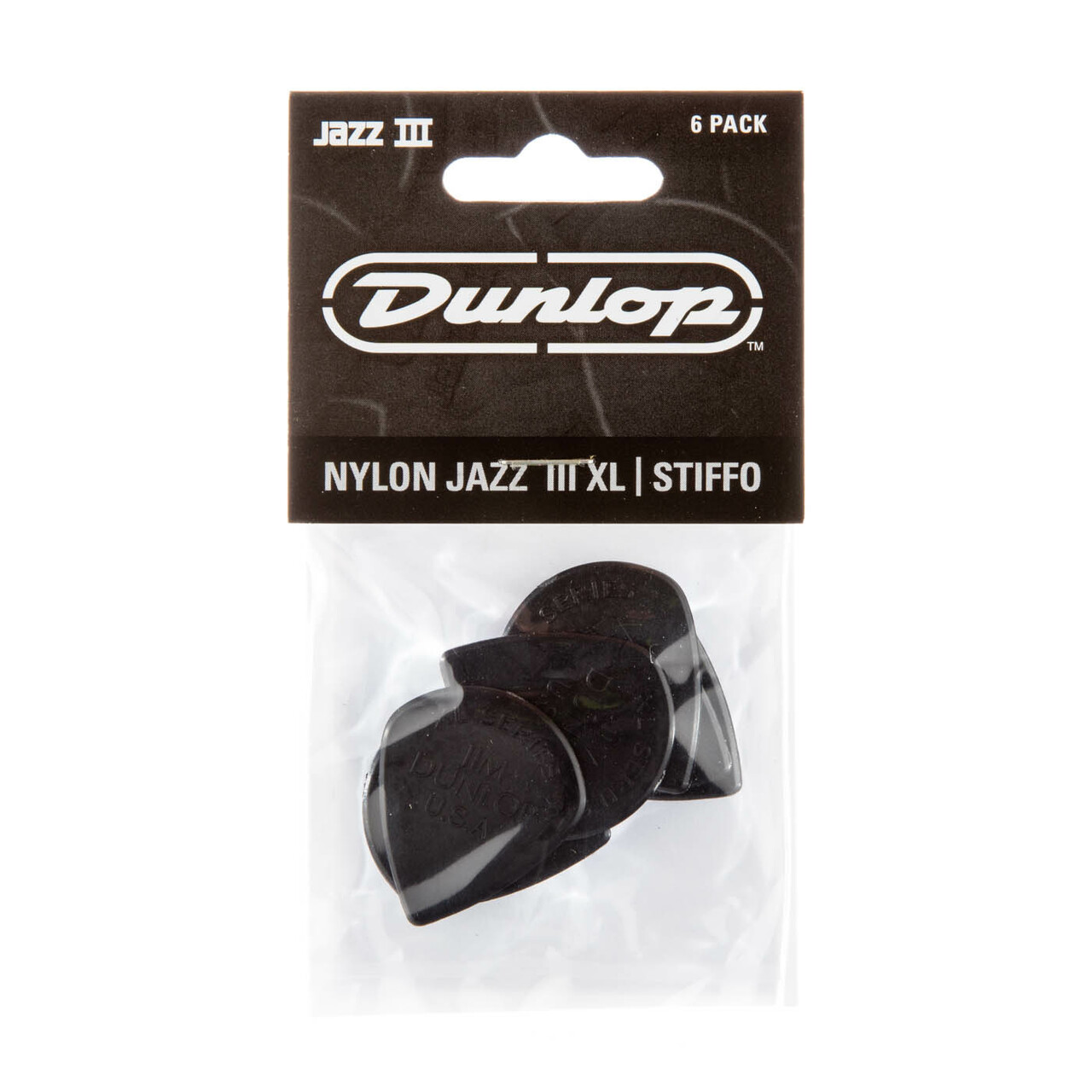 Dunlop Nylon Jazz III XL Black Stiffo. 6-Pack
