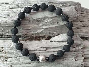 Armband lava och svart spinell 925-silver