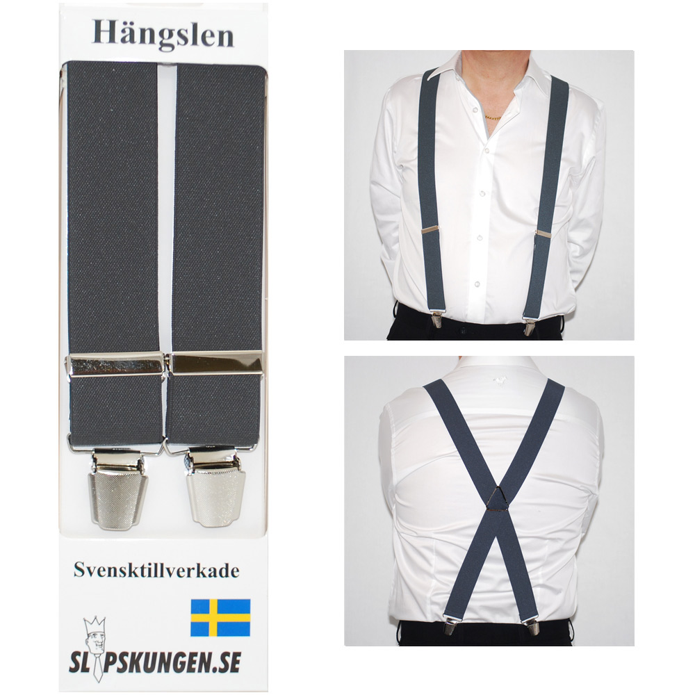 Svenska Hängslen Breda Mörkgrå 1