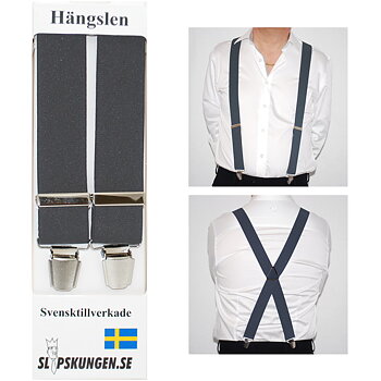 Svenska Hängslen Breda Mörkgrå 1