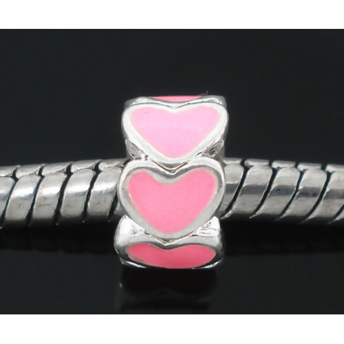 Charm - Emaljerade Hjärtan,  Rosa