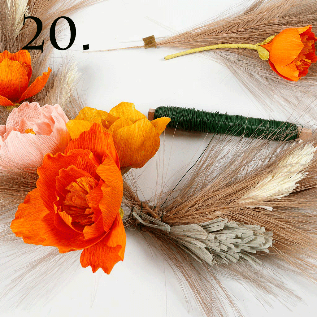 Krans pappersblommor och pampas - 21