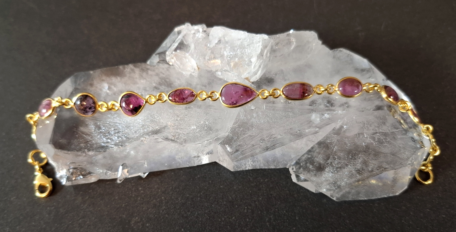  Guld Vermeil Aarmband med Rubellit/Rosa Turmalin
