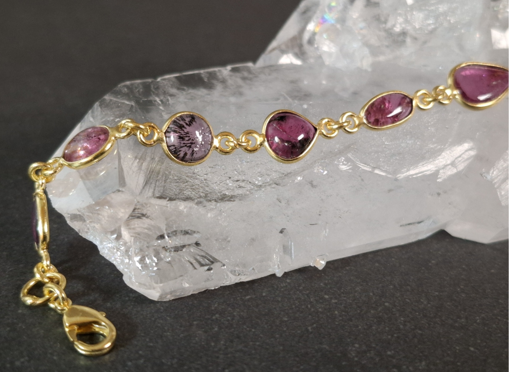  Guld Vermeil Aarmband med Rubellit/Rosa Turmalin - 2