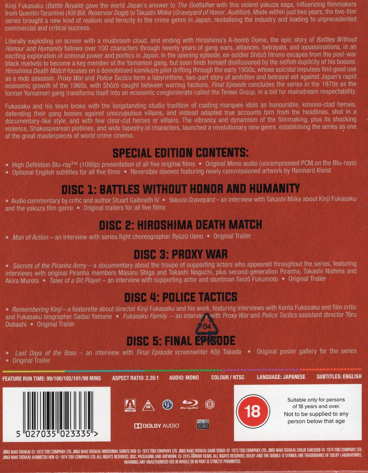 Kinji Fukasaku's Battles Without Honour And Humanity - The Complete Collection (5-disc) (ej svensk text) (Blu-ray) - 2