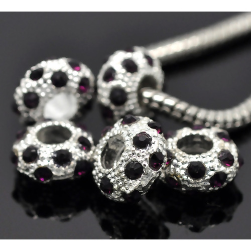 Bead / pendant- rhinestones, dark purple