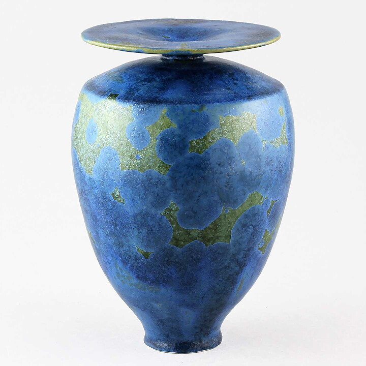 Isak Isaksson (2020) Unique Vase with Blue Crystalline Glaze 17 cm