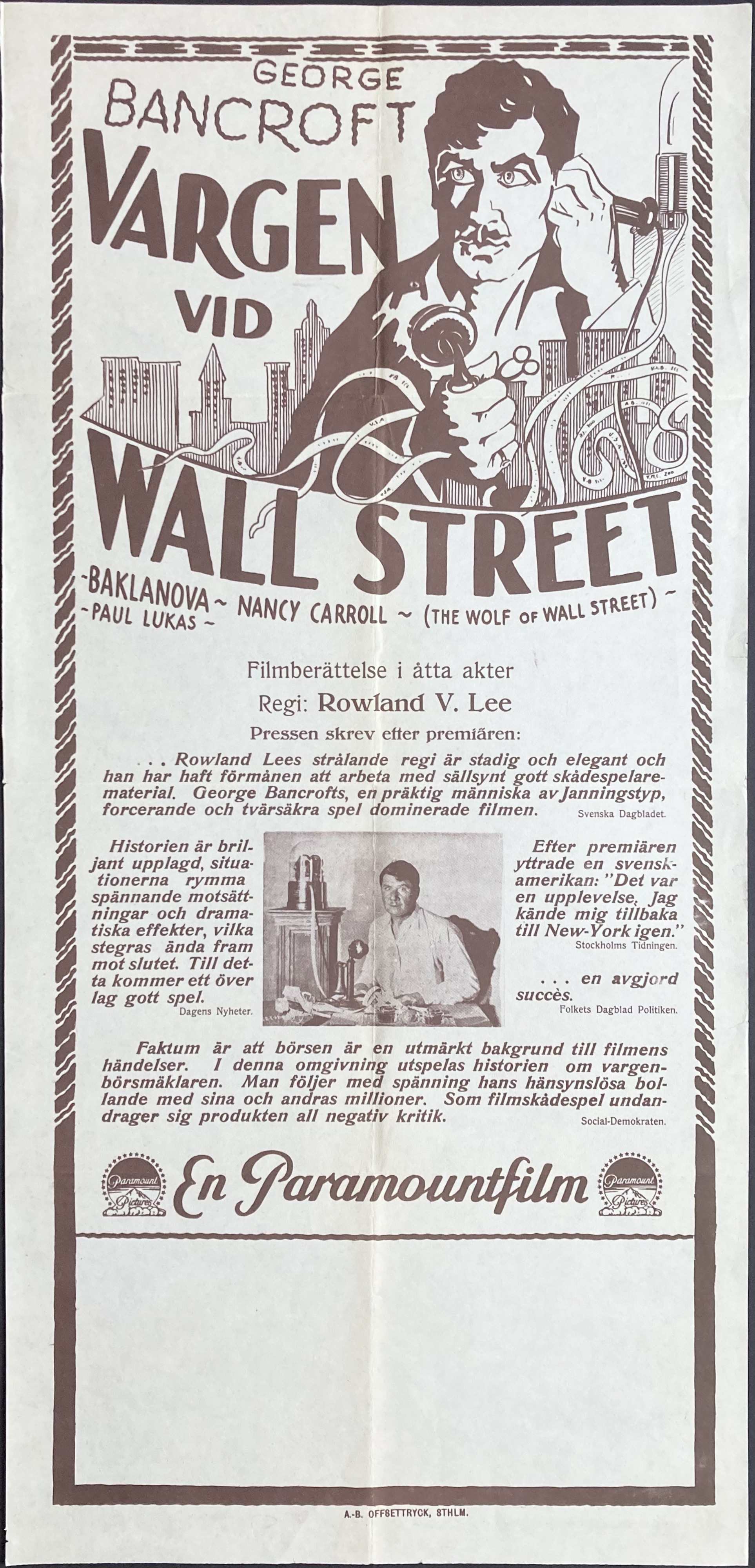 THE WOLF OF WALL STREET (1929)