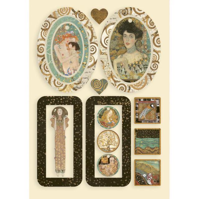 COLORED WOODEN SHAPE A5 - KLIMT BAG HANDLES AND HEARTS