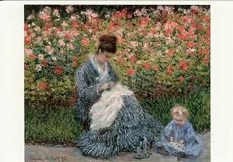 Camille Monet with a Child in the Garden (1875), Postcard