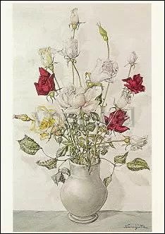 Roses in a Vase, Postcard