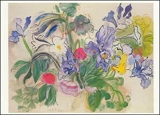 Bouquet of Irises and Red Poppies (c. 1948), Postcard