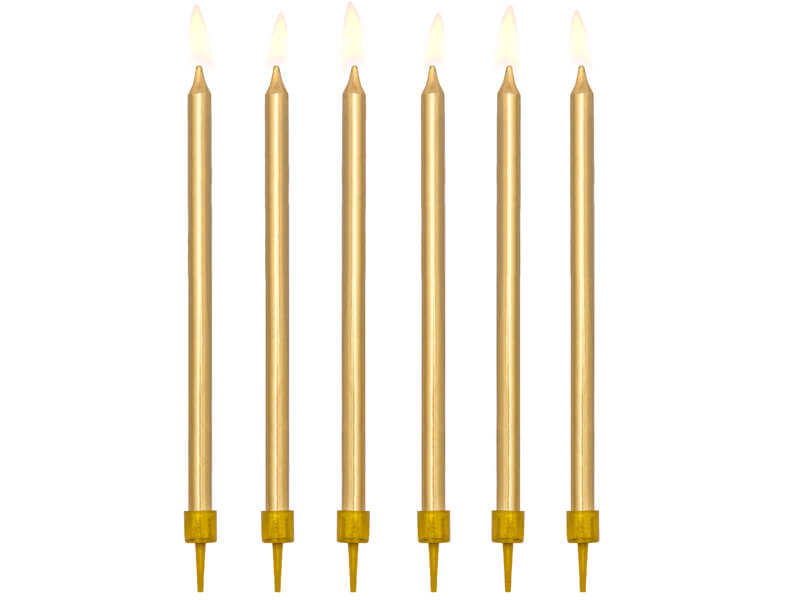 Tårtljus höga | 6-pack | Guld