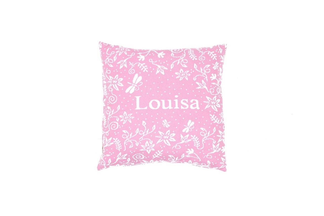 Pillowcase with baby's name and flowers. Light blue - 17