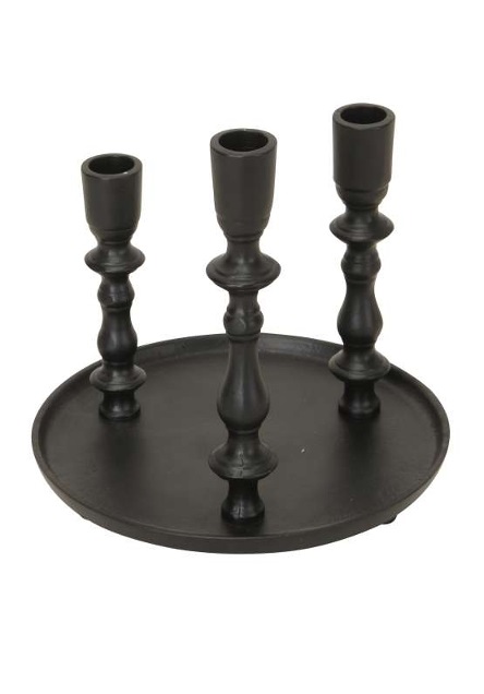 Ljusstake - Ljusbricka - 3 ljushållare - Svart - Exklusiv - 2