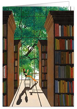 Reading in the Library, Greeting Card