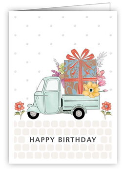 Happy Birthday Present Car, Mini Card