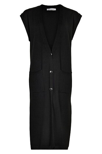  In Front - Camille Knit Long Vest Black