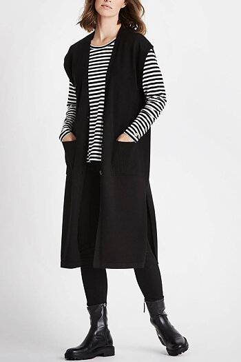  In Front - Camille Knit Long Vest Black