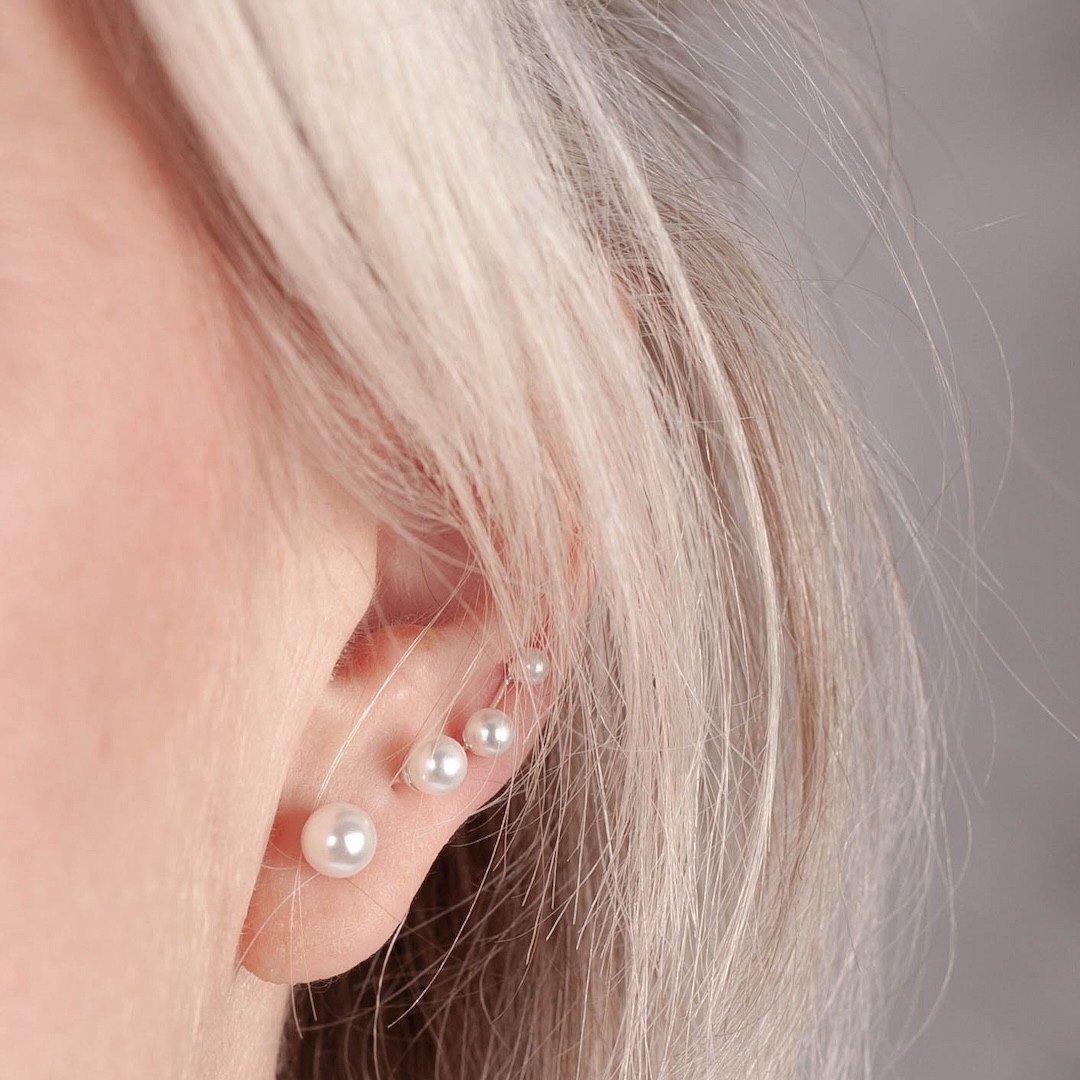 by Faith - Silverörhänge Ear climber pärlor - 8