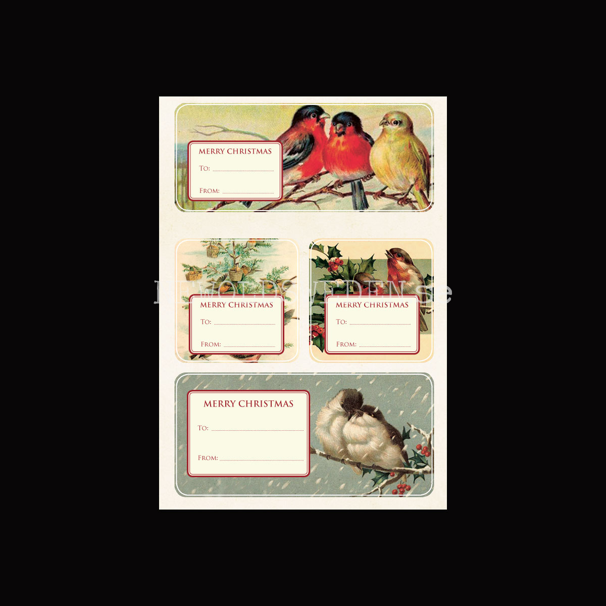 Vintage Stickers & Paketetiketter - JULFÅGLAR - 3