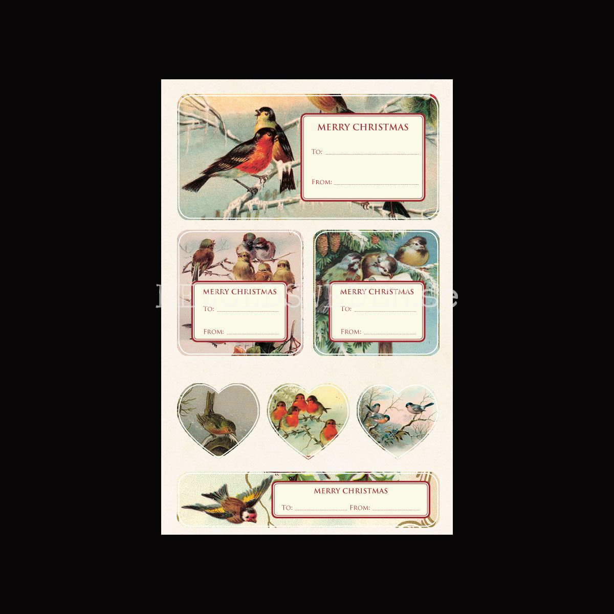 Vintage Stickers & Paketetiketter - JULFÅGLAR - 2