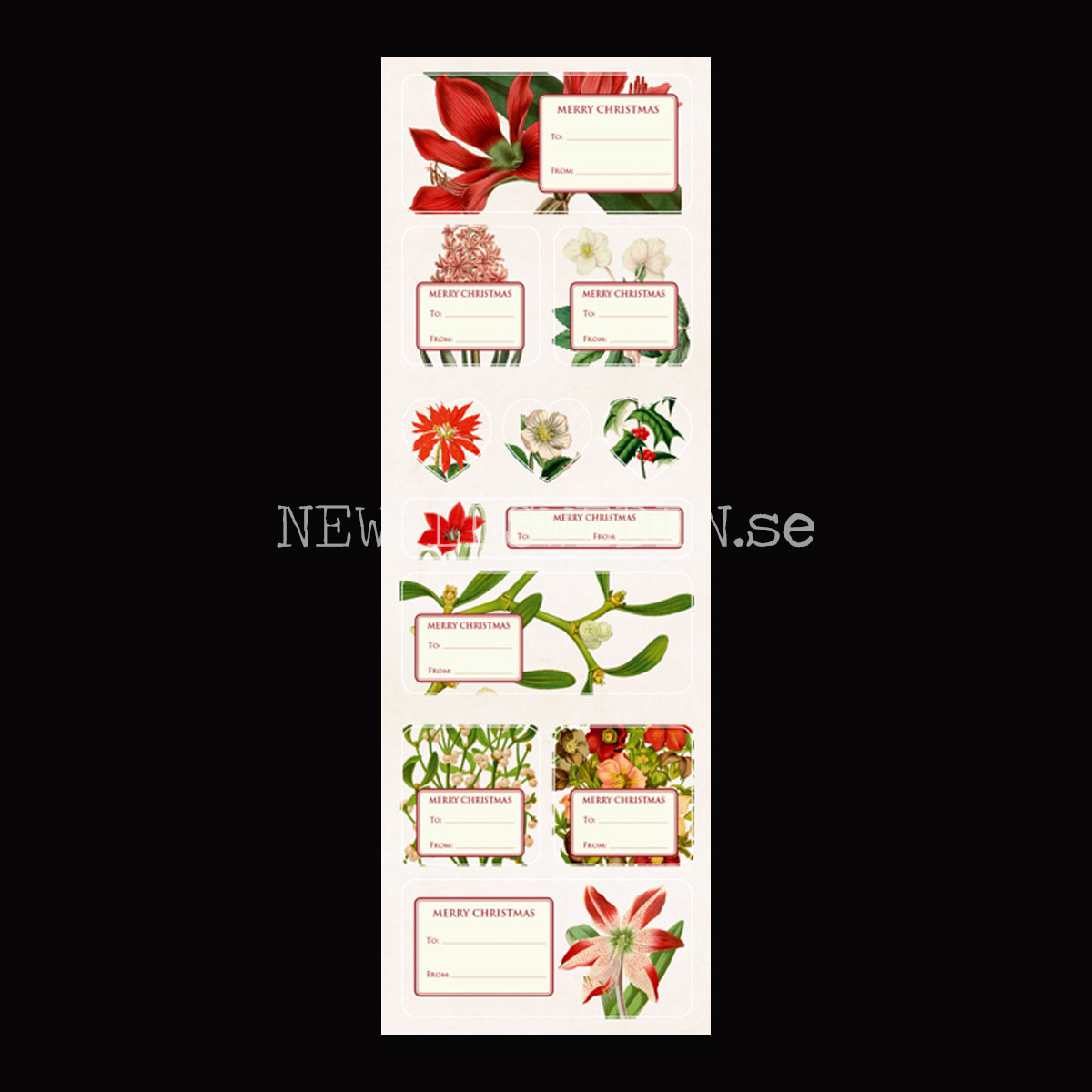 Vintage Stickers & Paketetiketter - JULBLOMMOR