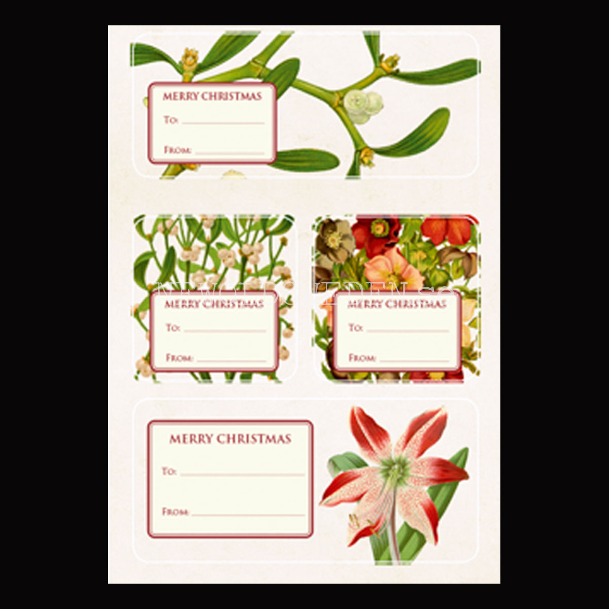 Vintage Stickers & Paketetiketter - JULBLOMMOR - 3