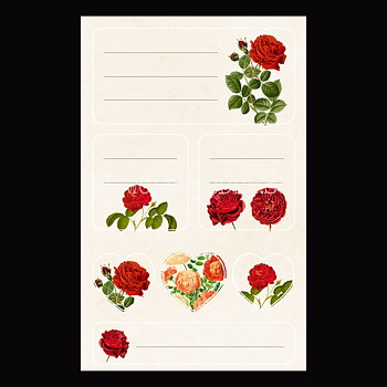 Vintage Stickers & Paketetiketter - RÖDA ROSOR