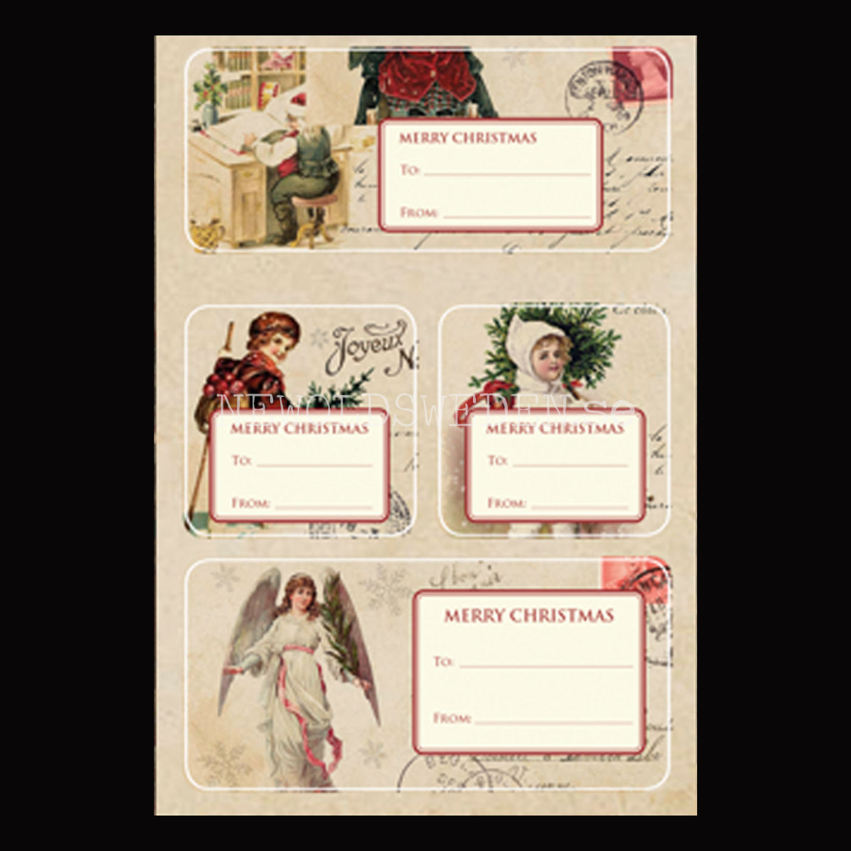 Vintage Stickers & Paketetiketter - JULKORT - 3