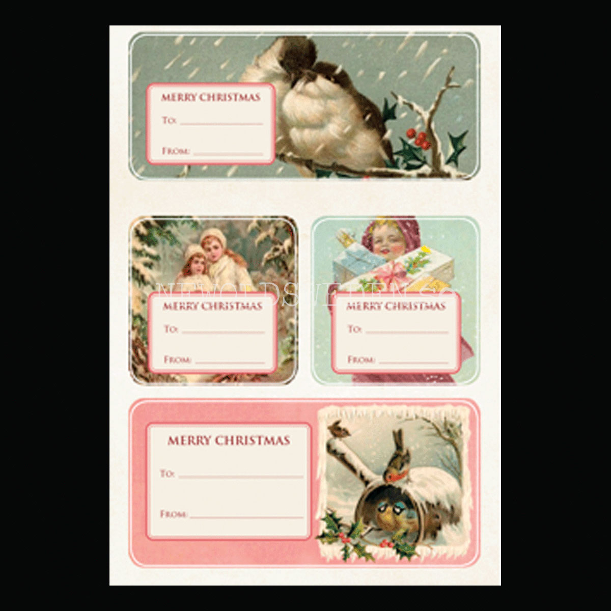 Vintage Stickers & Paketetiketter - JUL PASTELL - 3