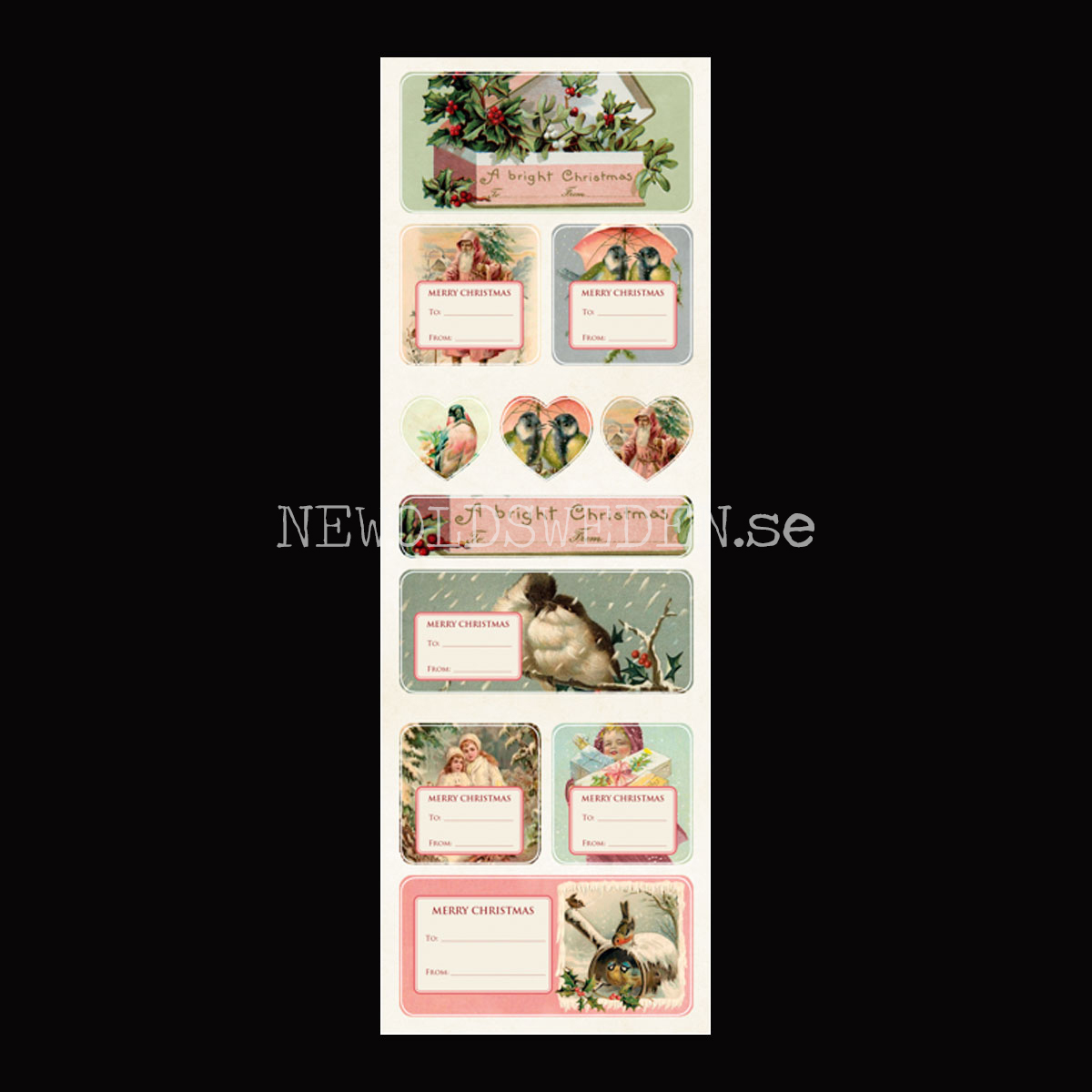 Vintage Stickers & Paketetiketter - JUL PASTELL