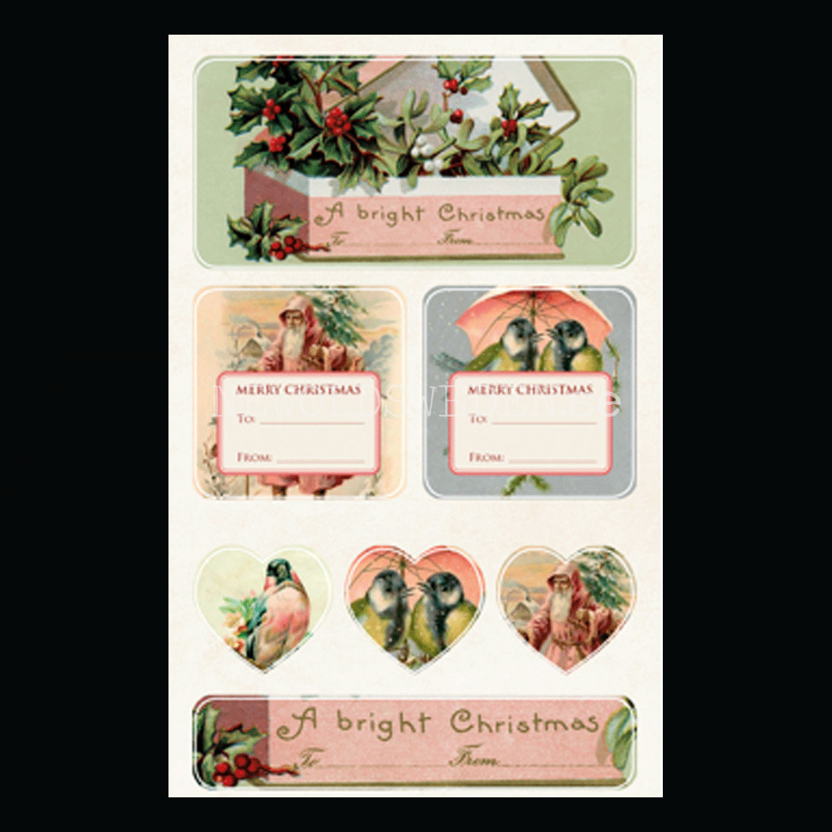 Vintage Stickers & Paketetiketter - JUL PASTELL - 2