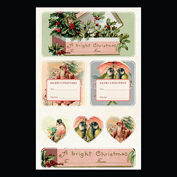 Vintage Stickers & Paketetiketter - JUL PASTELL