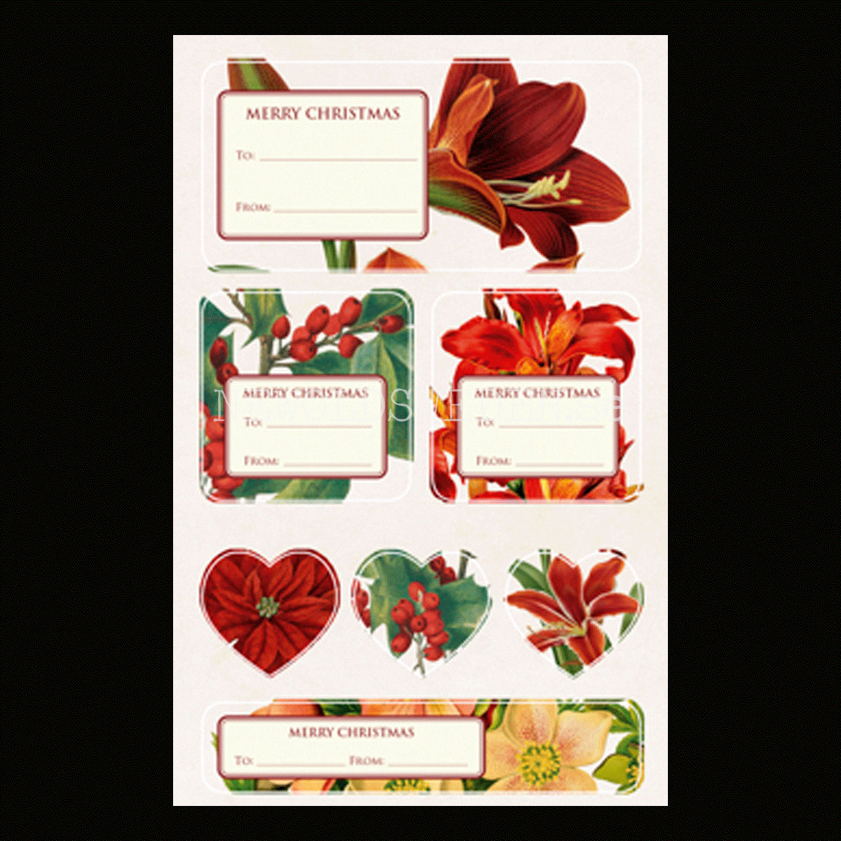 Vintage Stickers & Paketetiketter - JULBLOMMOR - 2