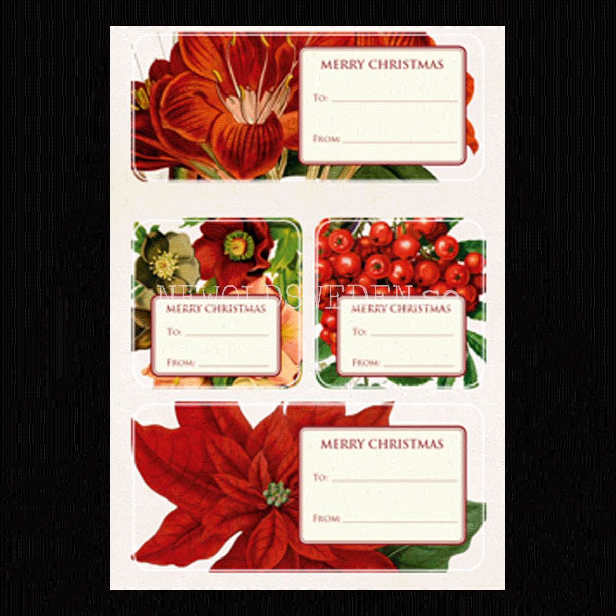 Vintage Stickers & Paketetiketter - JULBLOMMOR - 3
