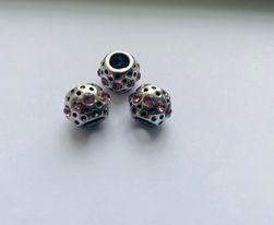 Bead / pendant- rhinestones,  Pink Drum