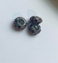 Pärla / hänge - Mörk silver m rhinestones, Rosa
