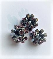 Bead / pendant- Leafs, rhinestones,  Pink 