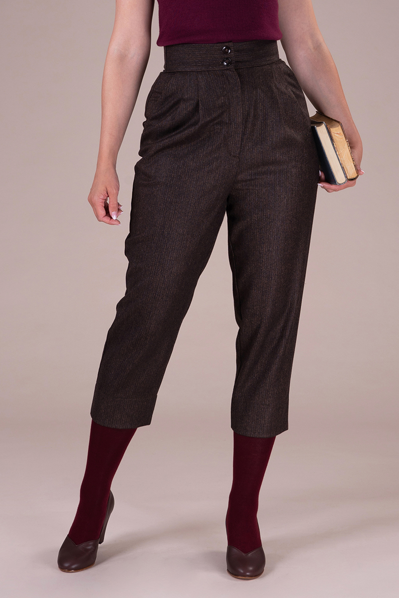 The Hep Hepburn Slacks. Brown pinstripe - emmy design
