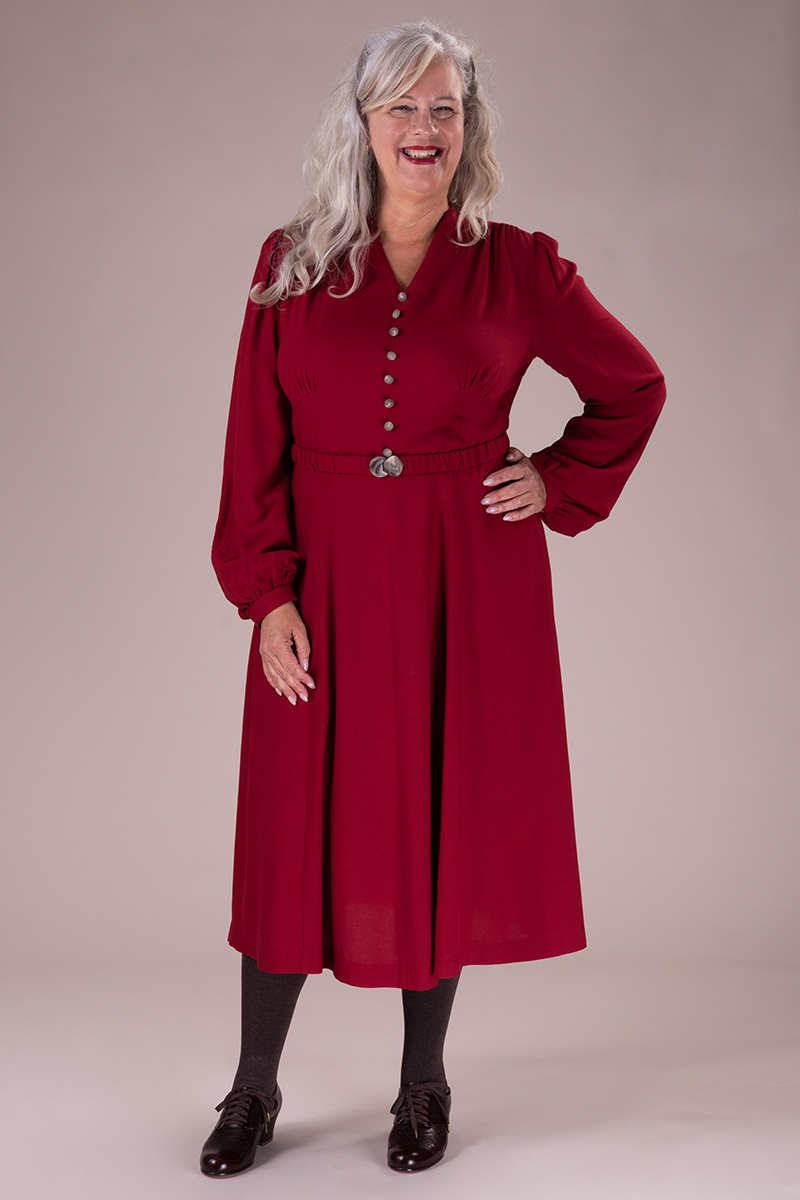 The Midwinter Midi Dress. Lingonberry red emmy design