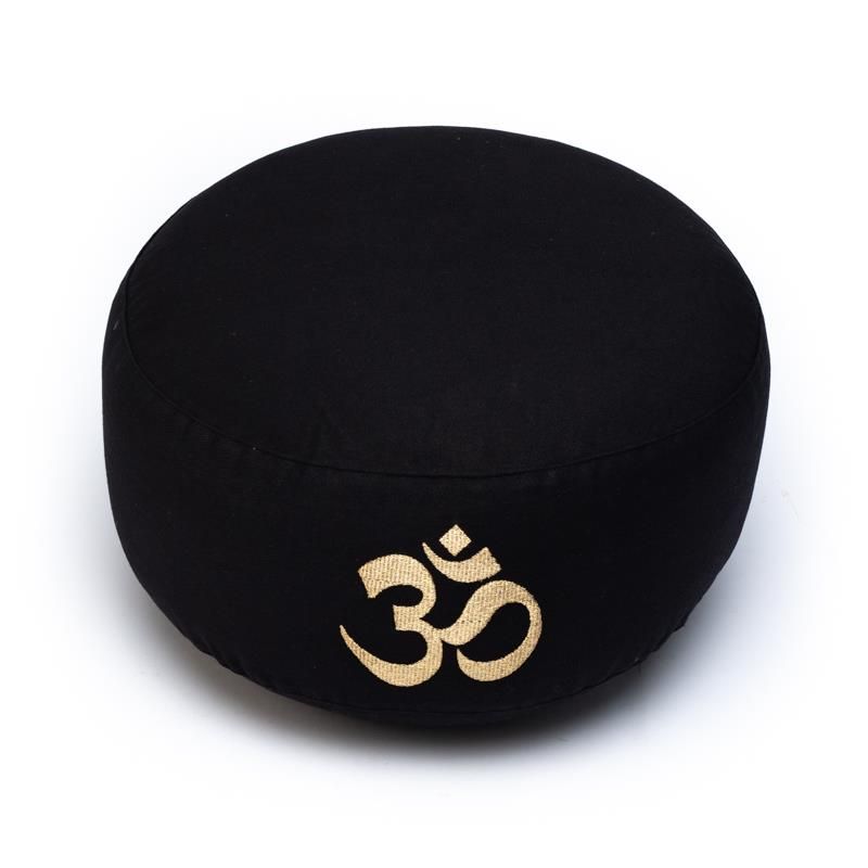 Meditation Cushion Black + Ohm Organic Cotton