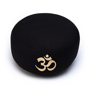 Meditation Cushion Black + Ohm Organic Cotton