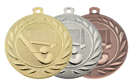 Medaljer 50 mm präglade - Landhockey - Guld, Silver, Brons - 2