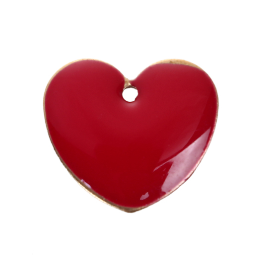 Charm   Enameld heart 16mm, Red