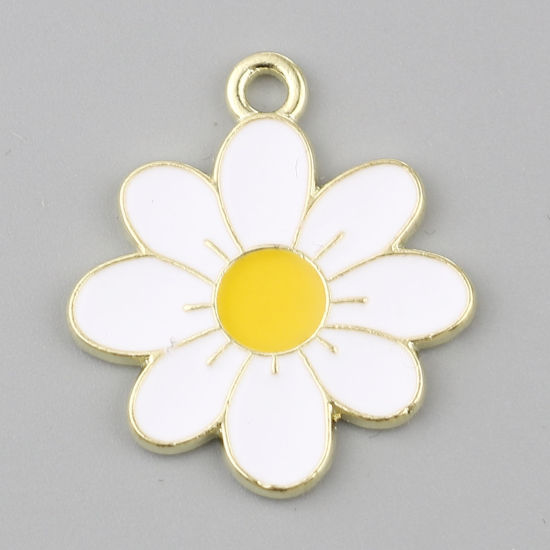 Charm   Enameld flower, White